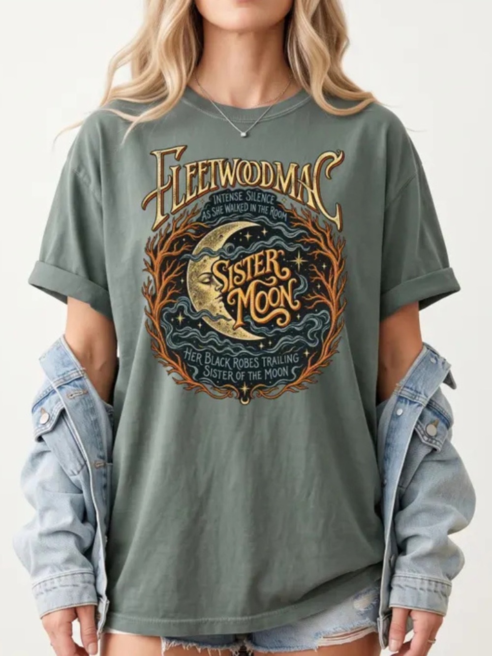 Gildan Green Fleetwood Mac 'Sister Moon' Graphic Tee